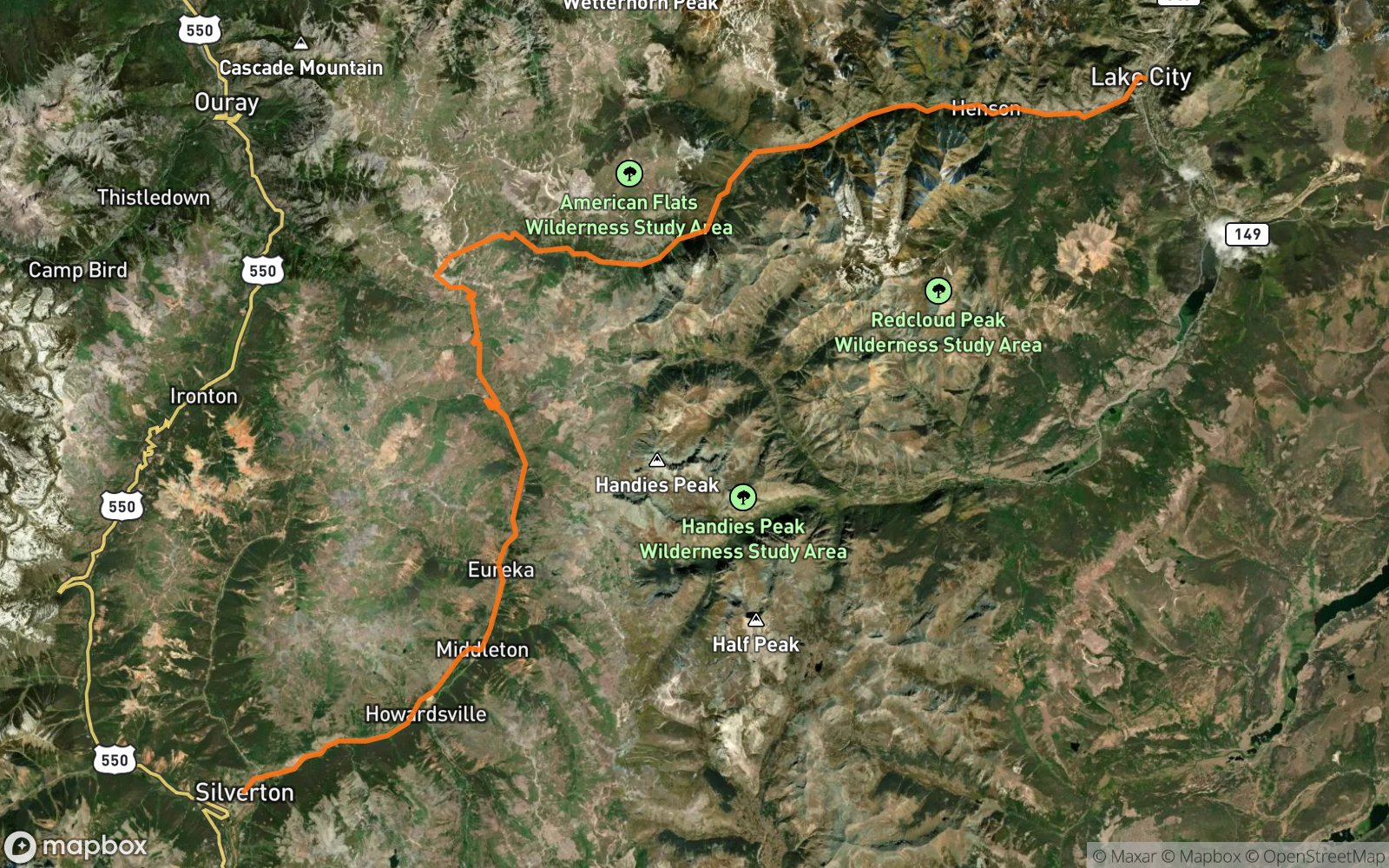 Map of Alpine Loop Backcountry Byway