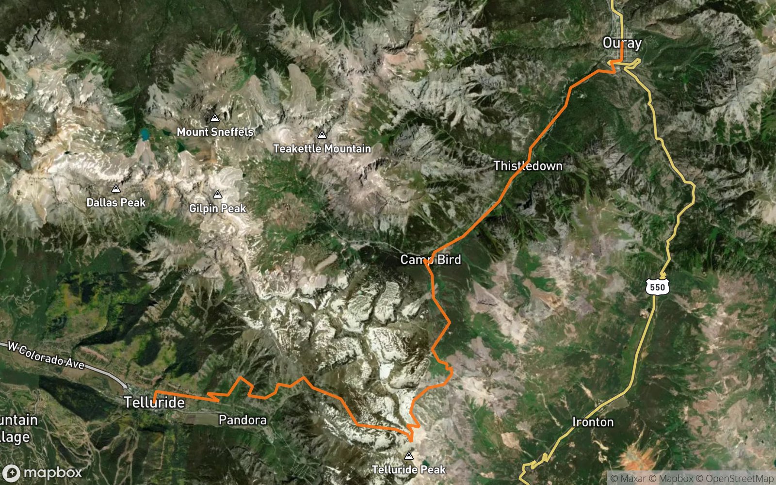 Map of Imogene Pass