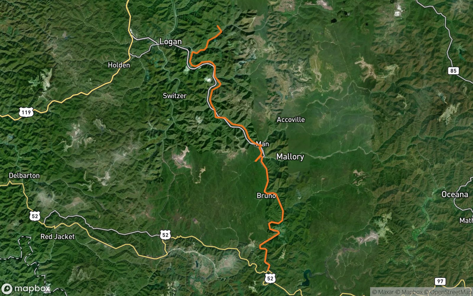 Map of Hatfield-McCoy Trail