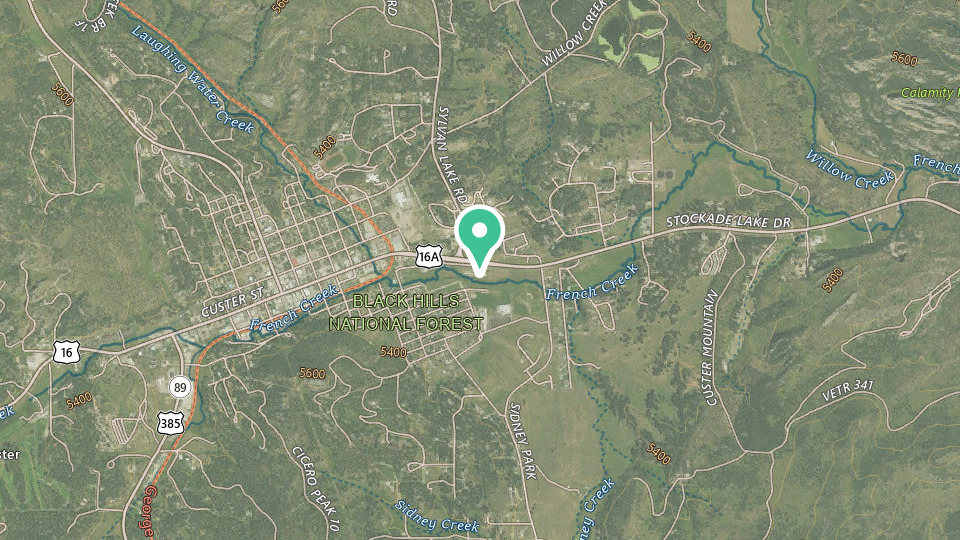 Map of Custer's Last Chance RV Park & Campground