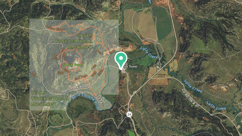 Map of Devils Tower / Black Hills KOA Journey