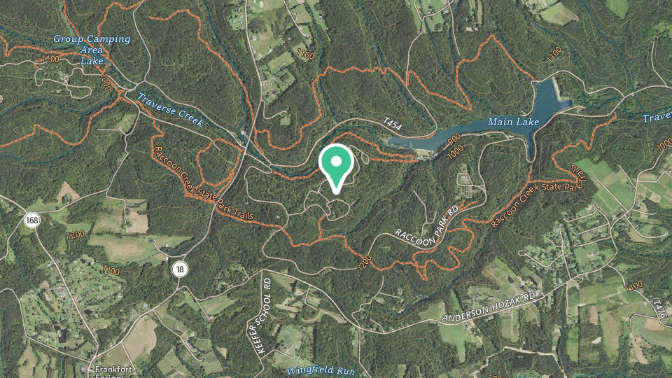 Map of Raccoon Creek State Park Campground