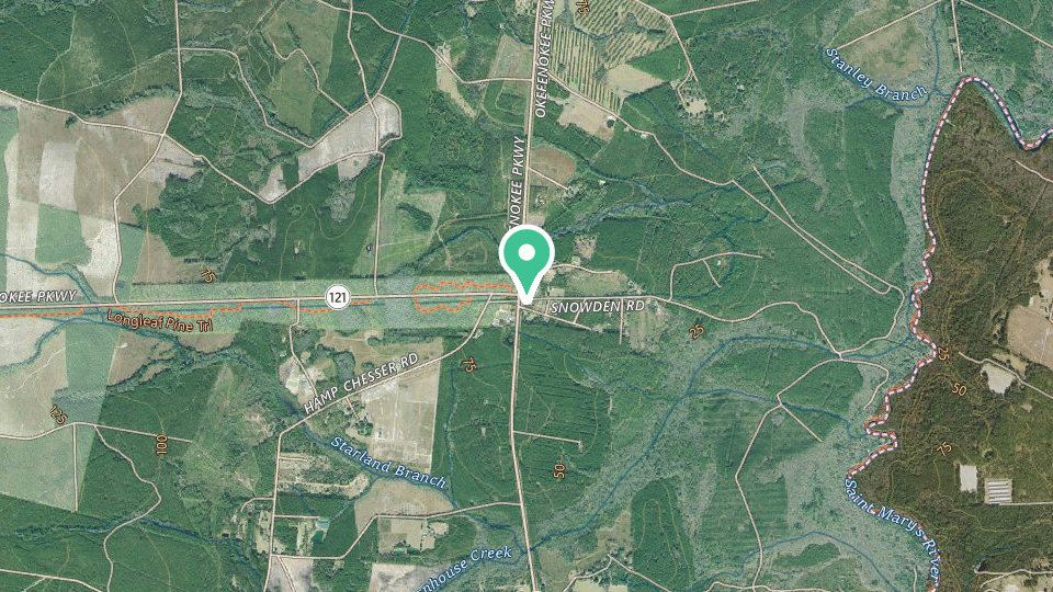 Map of Okefenokee Pastimes Cabins and Campground
