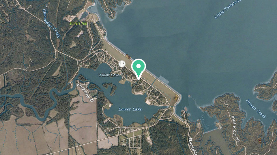 Map of Oak Grove COE campground