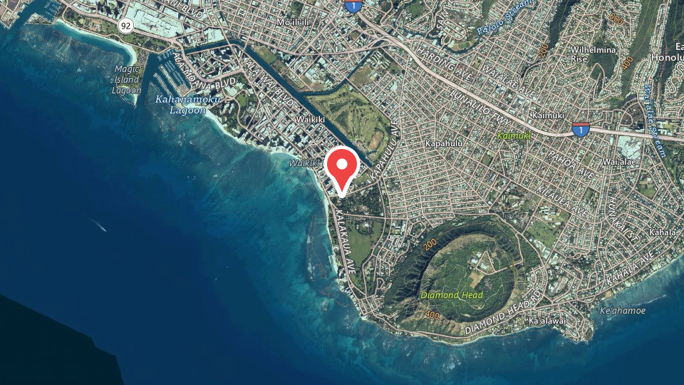Map of Hans Hedemann Surf School Waikiki