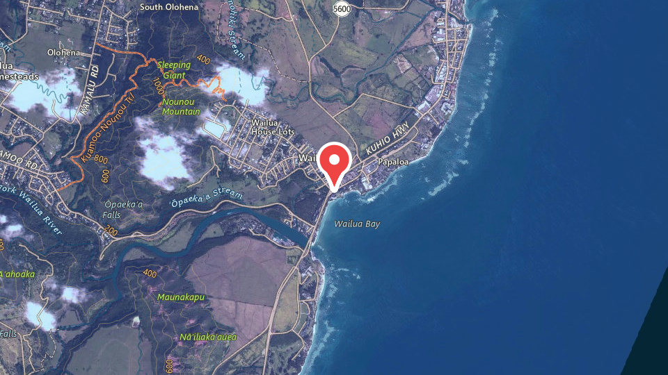 Map of East Side Surfing School Kauai