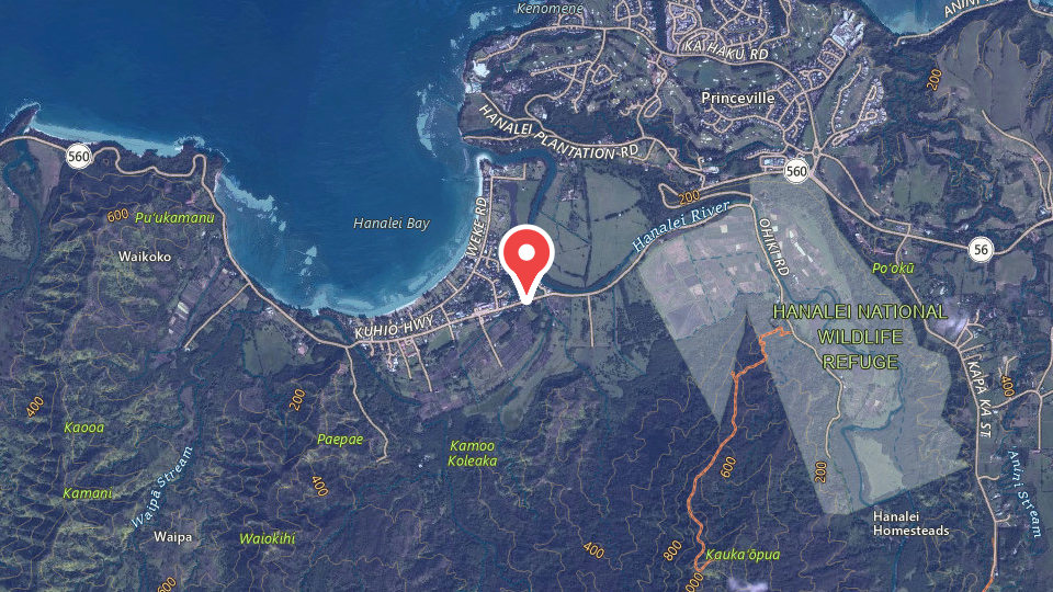 Map of Hanalei Surf School