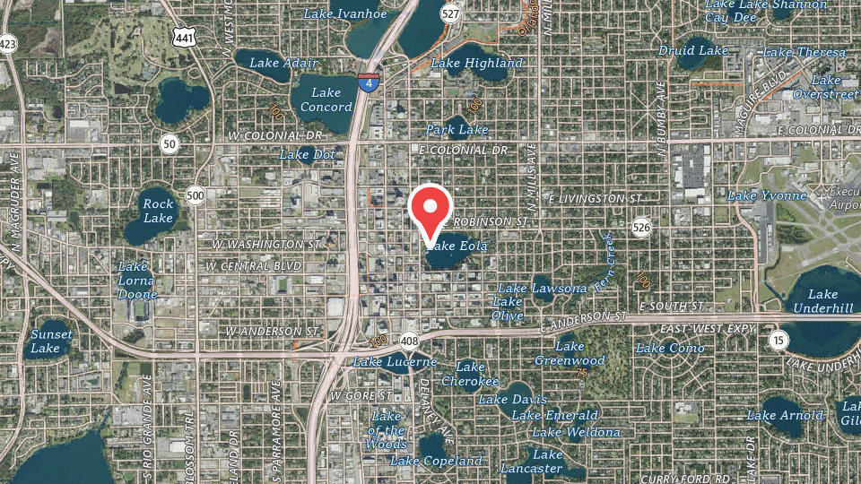 Map of Lake Eola Park Swan Boat Rentals