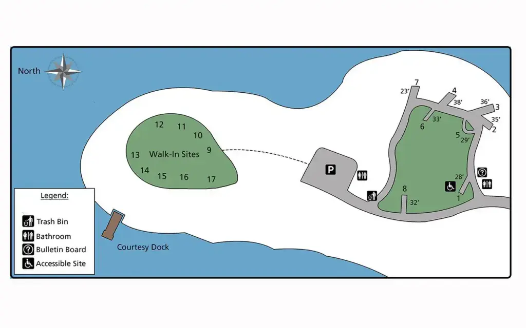Kamloops Island Campground, a National Park Service campground