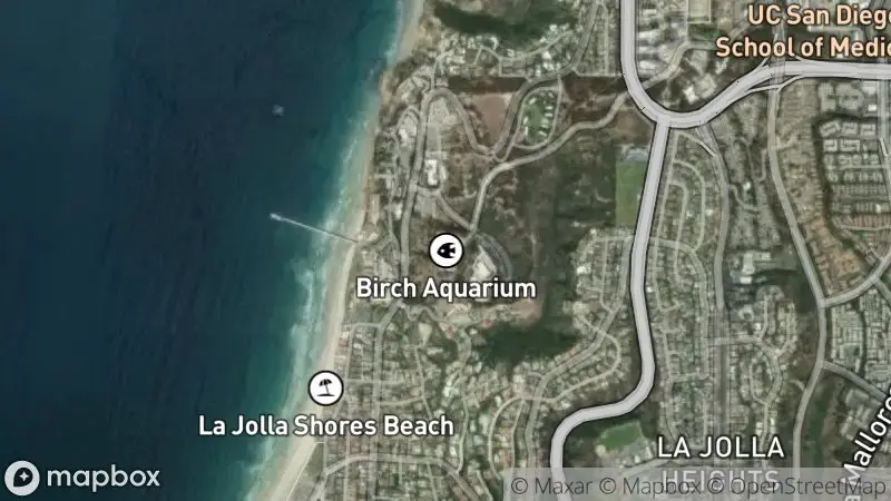 Map of where the Birch Aquarium Seadragons webcam is