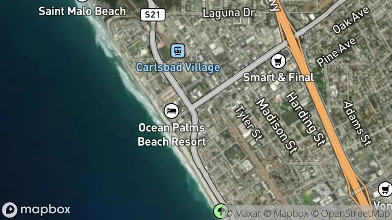 Map of where the Carlsbad State Beach webcam is