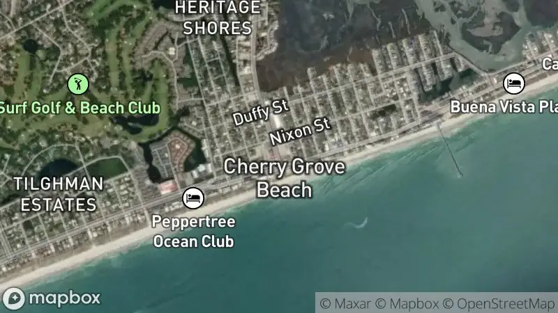 Map of where the Cherry Grove Beach webcam is