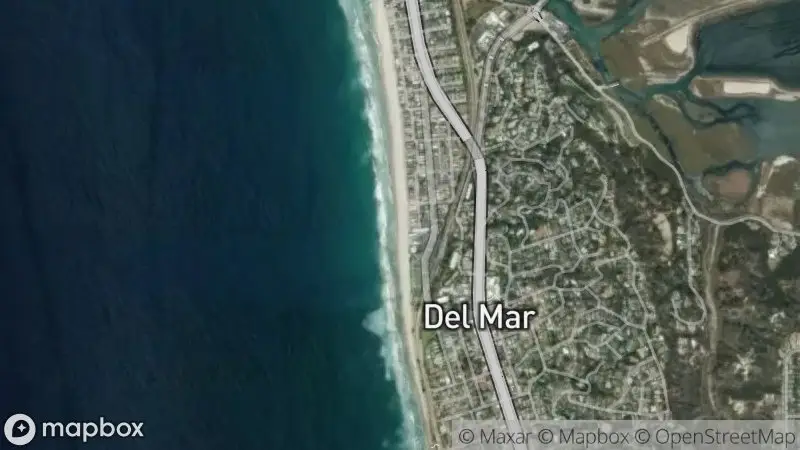 Map of where the Del Mar Beach (North) webcam is