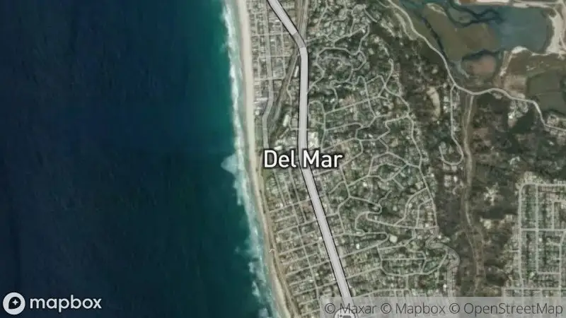 Map of where the Del Mar Beach (South) webcam is