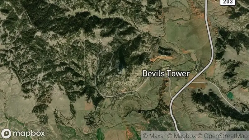 Map of where the Devils Tower webcam is