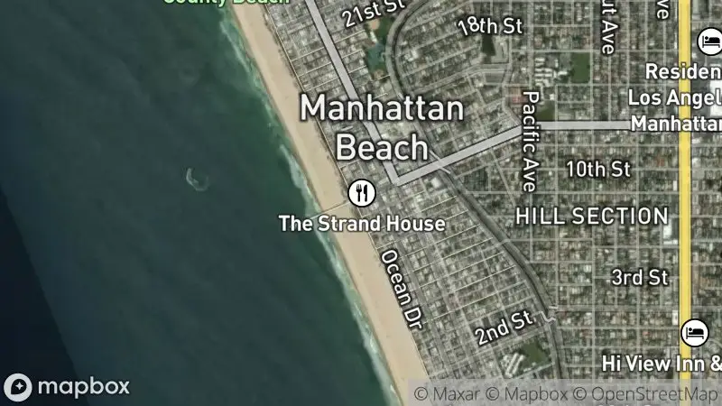Map of where the Manhattan Beach Pier webcam is