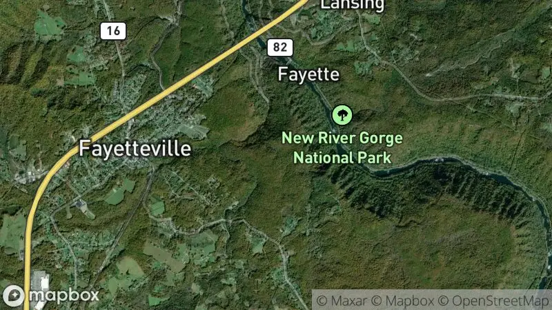 Map of where the New River Gorge webcam is