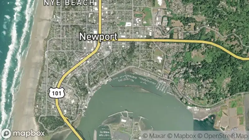 Map of where the Newport Bayfront & Yaquina Bay webcam is