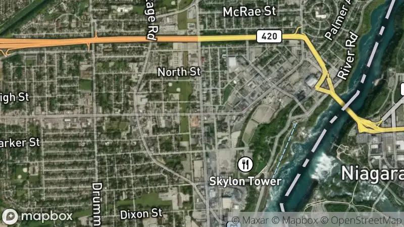 Map of where the Niagara Falls Live Webcam webcam is