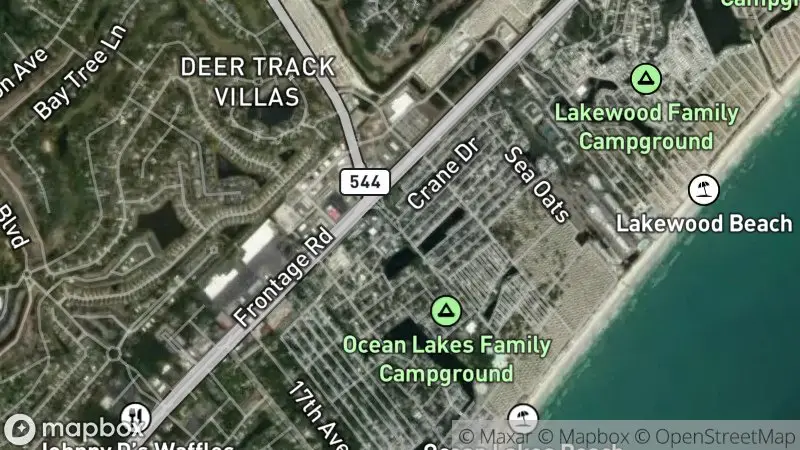 Map of where the Ocean Lakes Family Campground Webcams webcam is
