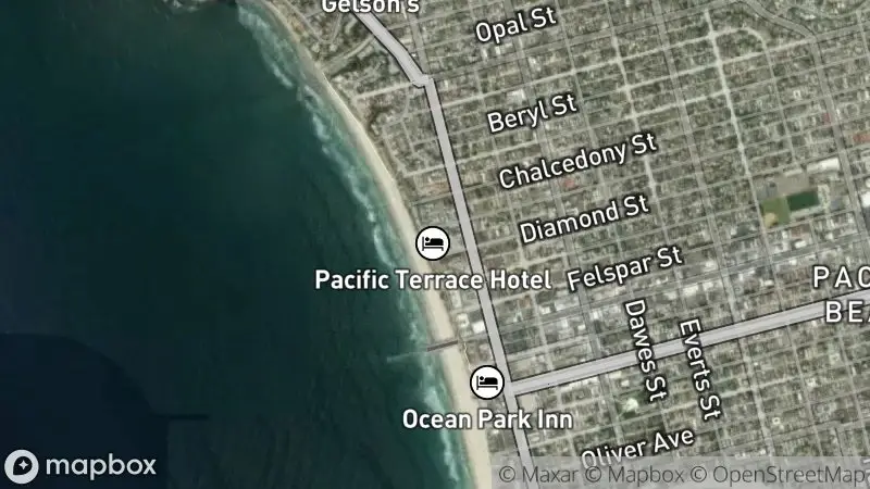 Map of where the Pacific Beach webcam is