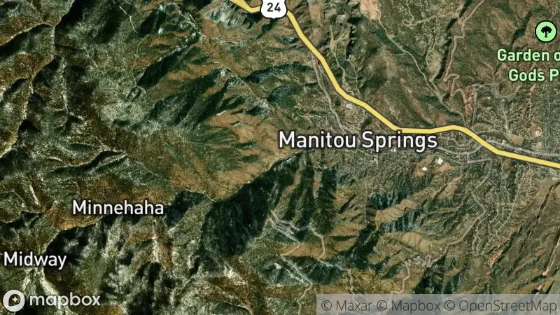 Map of where the Pikes Peak Cog Railway webcam is