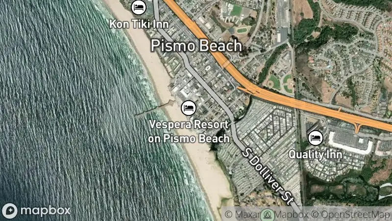 Map of where the Pismo Beach Pier Cam (Oceano Dunes gateway) webcam is