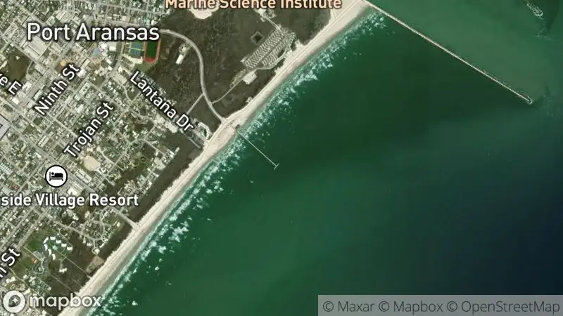 Map of where the Port Aransas Beach, Pier & Ferry Cams webcam is