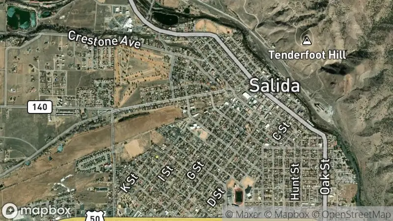 Map of where the Salida Whitewater Park (Upstream) webcam is