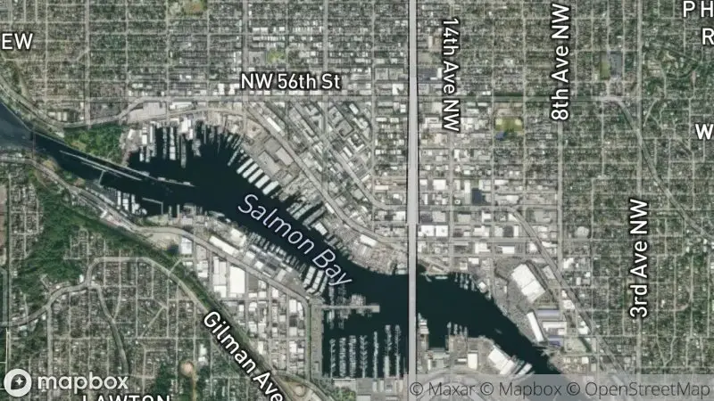Map of where the Salmon Bay / Ballard Ship Canal Dock Cams webcam is