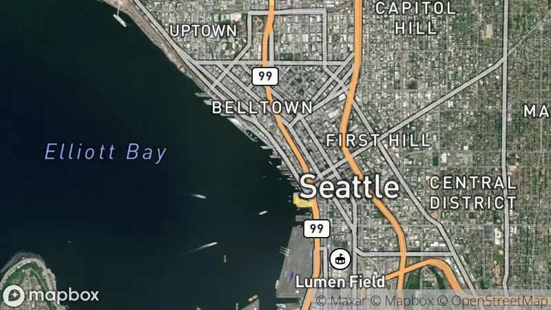 Map of where the Seattle Aquarium Live Cams (Sea Otters, Puget Sound) webcam is