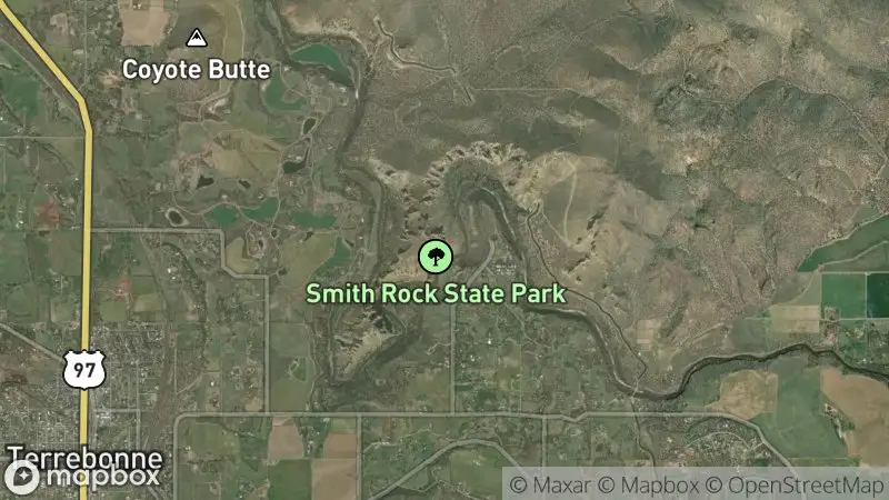 Map of where the Smith Rock State Park webcam is