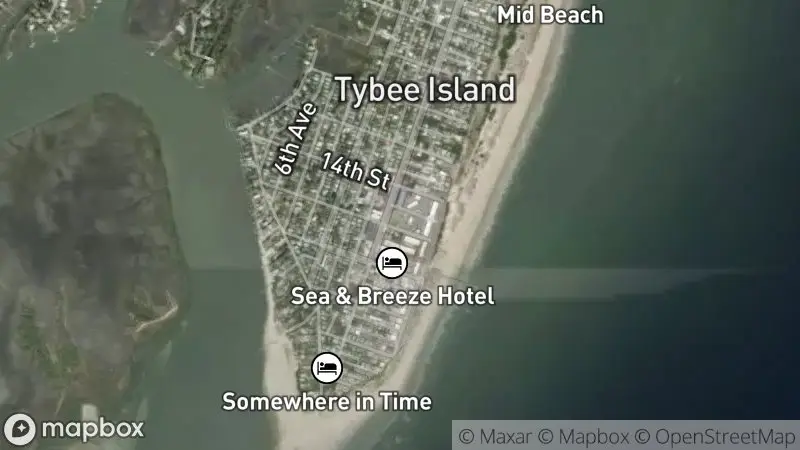Map of where the Tybee Island Beach Cam webcam is