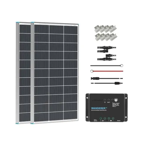 200W 12V Monocrystalline Solar Panel Starter Kit (2x100W, 30A Controller)