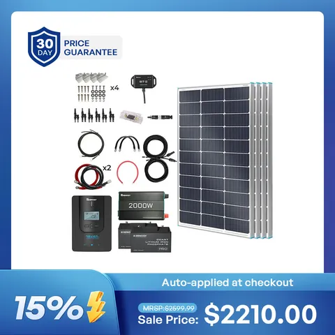 400W 12V Complete Solar Panel Kit with 2.4kWh Battery