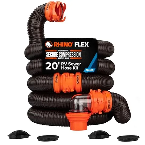 Camco RhinoFLEX 20-Foot RV Sewer Hose Kit (39742)