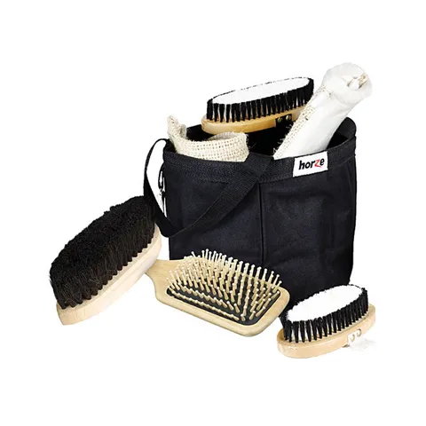 7-Piece Wooden Horse Grooming Kit with Nylon Tote