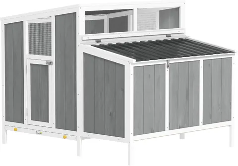 PawHut Wooden Chicken Coop for 4–6 Hens with Nesting Box