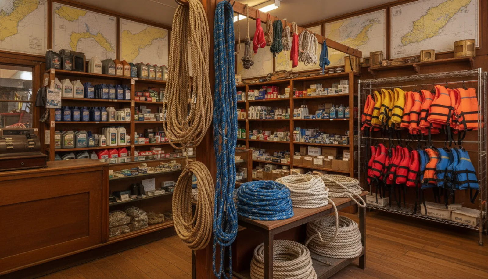 The dock office shelves