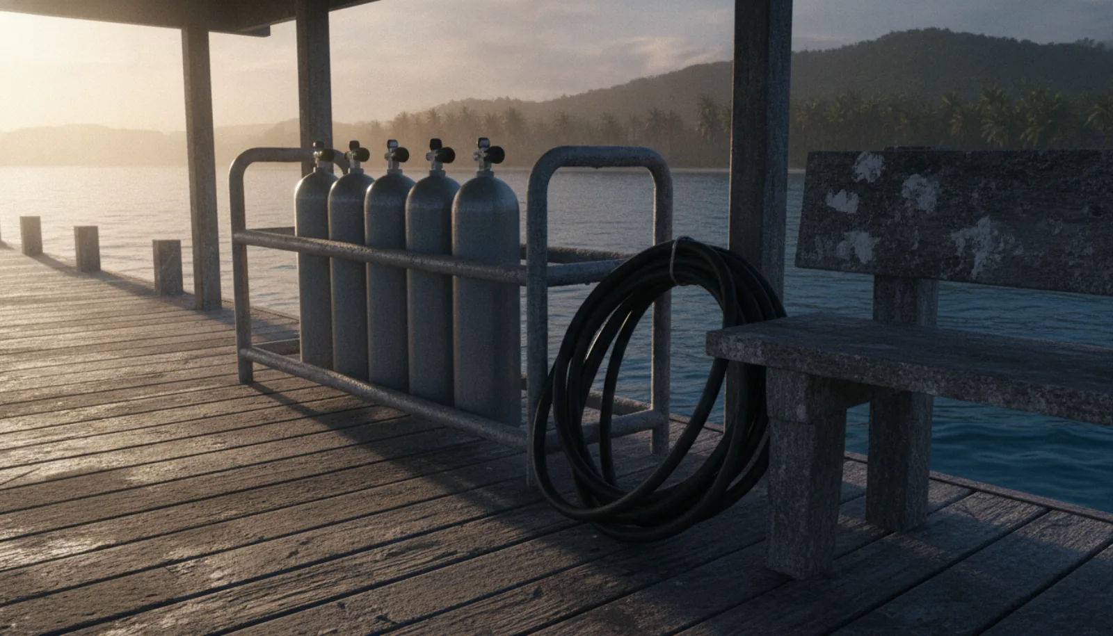 Tanks racked at the dock