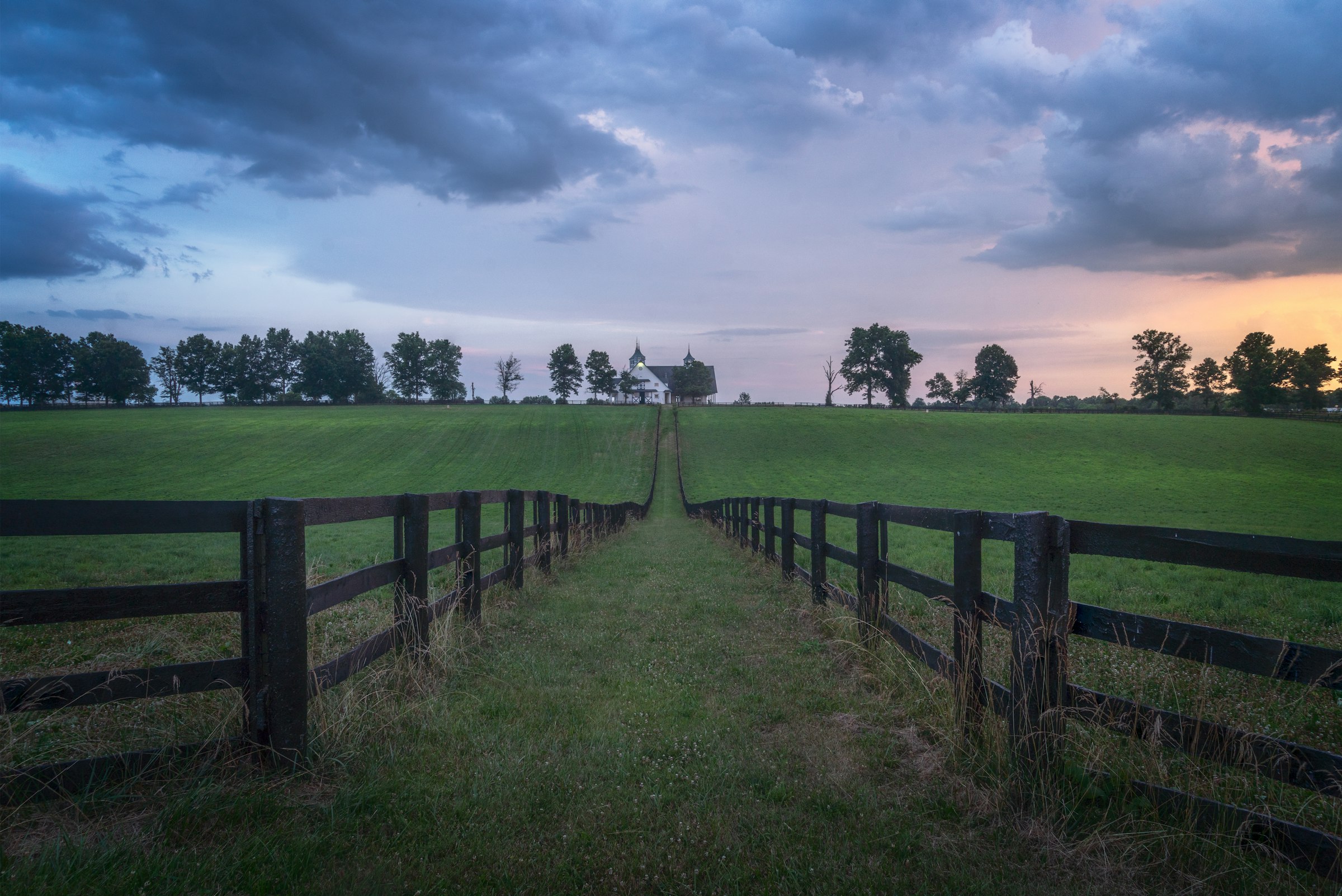 The double fence line down to the back field