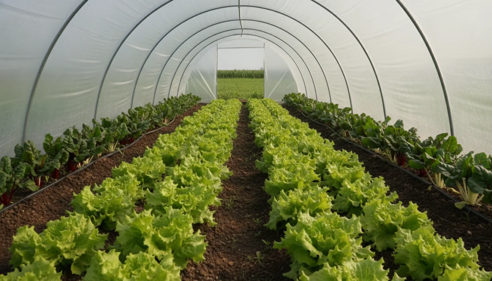 Greens coming on in the hoop house