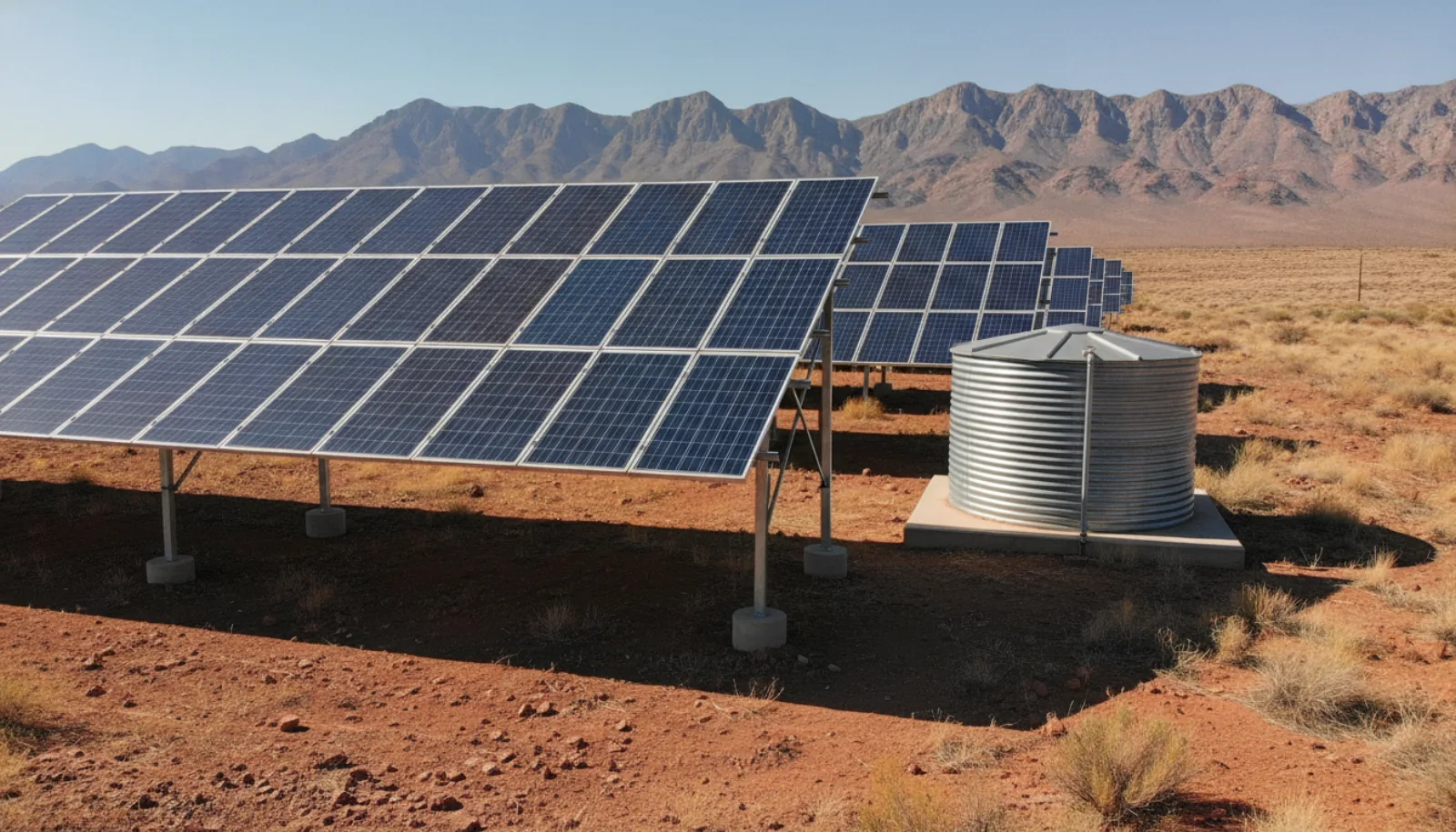 Solar and a water tank on a finished pad