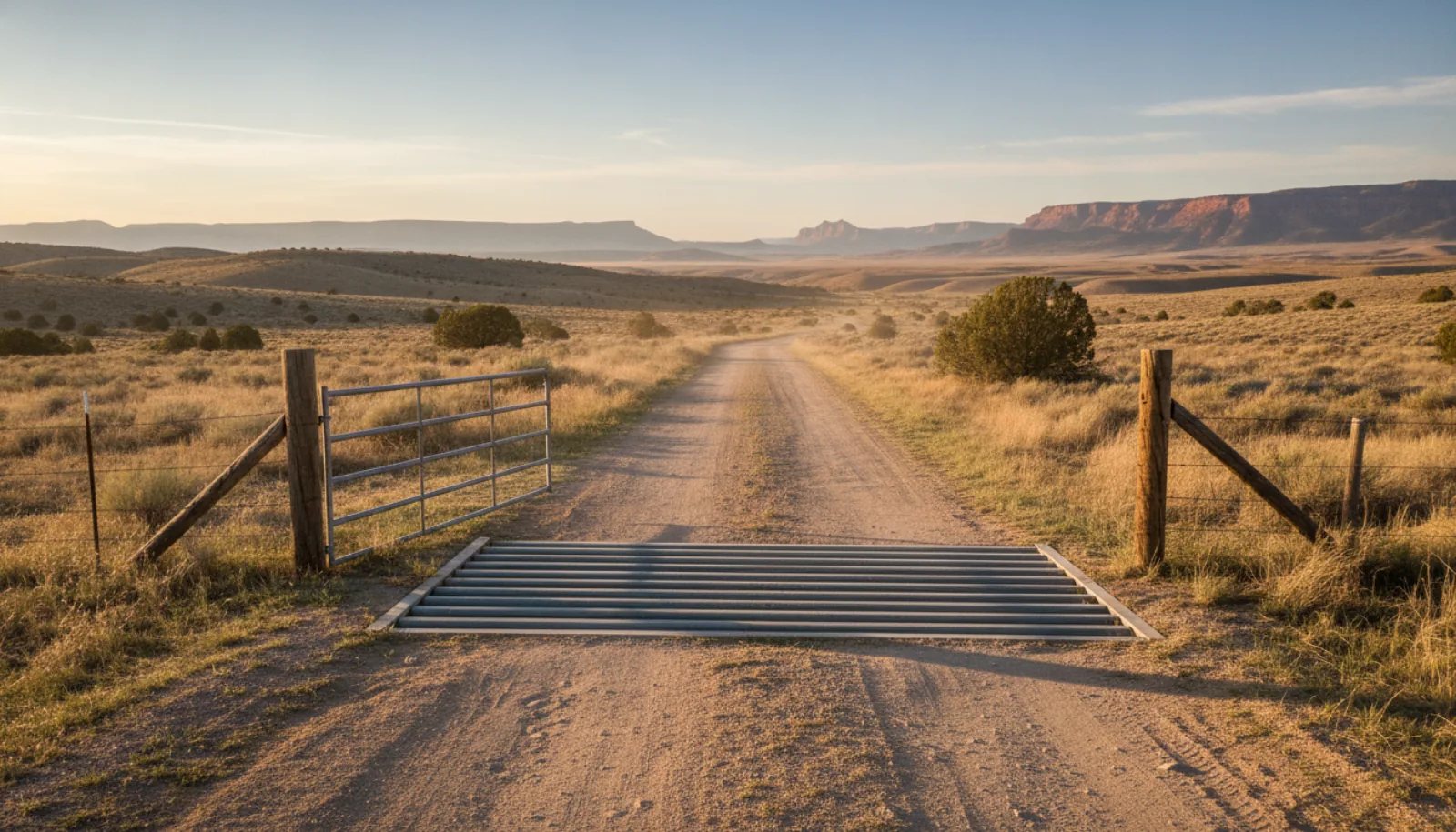 The main gate off the county road
