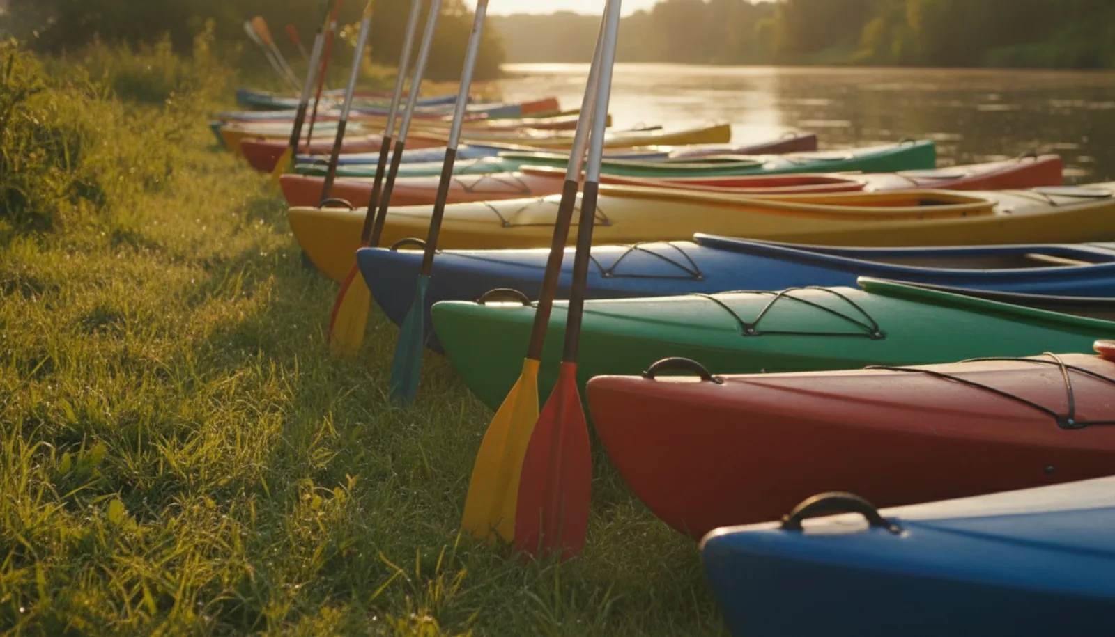 The rental fleet lined up at the put-in