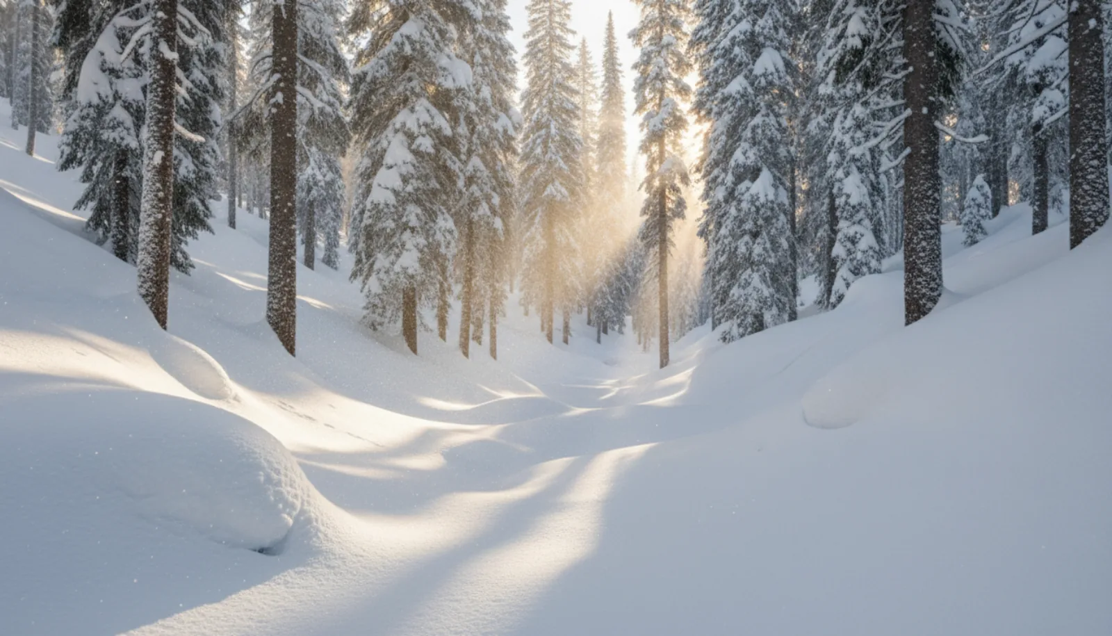 Untracked snow in the trees