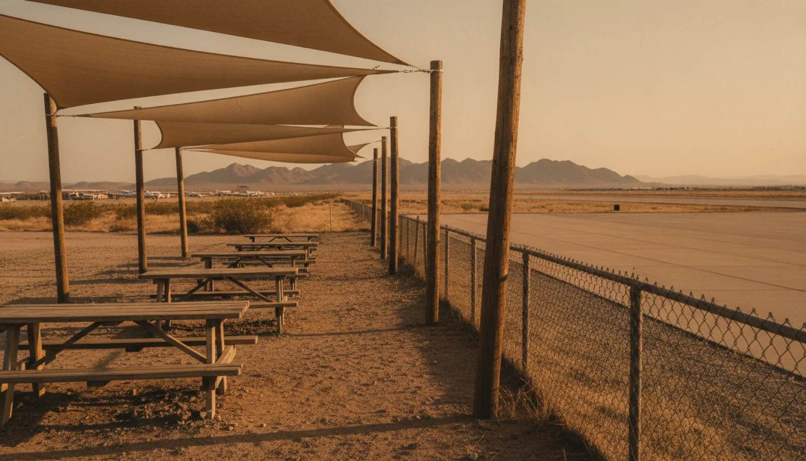 The spectator area by the hangar